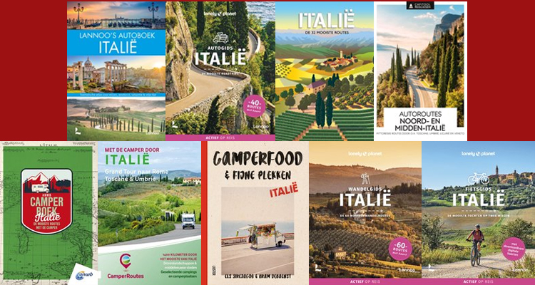 Boeken met routes in Italië voor auto, fiets en wandelingen